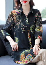 Load image into Gallery viewer, Oversized Black Peter Pan Collar Print Patchwork Chiffon Shirt Summer