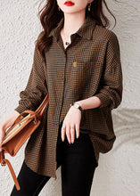 Load image into Gallery viewer, Oversized Plaid Peter Pan Collar Pockets Patchwork Cotton Shirts Long Sleeve