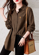 Load image into Gallery viewer, Oversized Plaid Peter Pan Collar Pockets Patchwork Cotton Shirts Long Sleeve