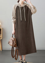 Load image into Gallery viewer, Oversized Trendy Coffee Patchwork Long Hooded Dresses Winter