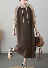 Load image into Gallery viewer, Oversized Trendy Coffee Patchwork Long Hooded Dresses Winter