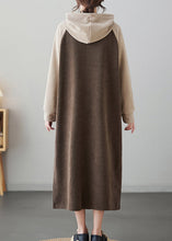 Load image into Gallery viewer, Oversized Trendy Coffee Patchwork Long Hooded Dresses Winter