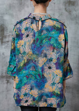 Load image into Gallery viewer, Peacock Blue Tie Dye Chiffon Shirt Top Lantern Sleeve