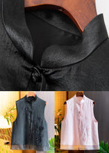 Load image into Gallery viewer, Pink Chinese Button Silk Waistcoat Stand Collar Summer