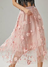 Load image into Gallery viewer, Pink Floral Tulle Beach Skirts Embroidered Summer