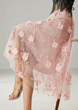 Load image into Gallery viewer, Pink Floral Tulle Beach Skirts Embroidered Summer