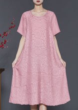 Load image into Gallery viewer, Pink Jacquard Cotton Vacation Dresses Oversized Summer