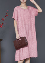 Load image into Gallery viewer, Pink Jacquard Cotton Vacation Dresses Oversized Summer