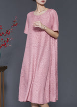 Load image into Gallery viewer, Pink Jacquard Cotton Vacation Dresses Oversized Summer