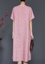 Load image into Gallery viewer, Pink Jacquard Cotton Vacation Dresses Oversized Summer