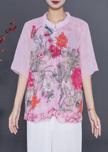 Load image into Gallery viewer, Pink Patchwork Chiffon Shirt Oversized Print Summer