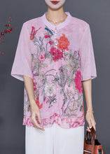 Load image into Gallery viewer, Pink Patchwork Chiffon Shirt Oversized Print Summer