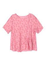 Load image into Gallery viewer, Pink Patchwork Linen Blouses Asymmetrical O-Neck Ruffled Summer