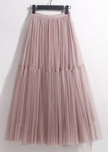 Load image into Gallery viewer, Pink Patchwork Loose Tulle Pleated Skirt High Waist Summer