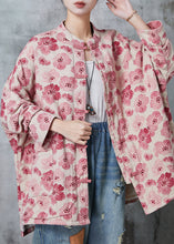 Load image into Gallery viewer, Pink Print Cotton Coat Outwear Chinese Button Spring