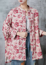 Load image into Gallery viewer, Pink Print Cotton Coat Outwear Chinese Button Spring