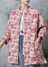 Load image into Gallery viewer, Pink Print Cotton Coat Outwear Chinese Button Spring