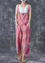 Load image into Gallery viewer, Pink Print Denim Jumpsuit Oversized Pockets Summer