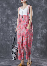 Load image into Gallery viewer, Pink Print Denim Jumpsuit Oversized Pockets Summer