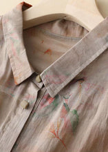 Load image into Gallery viewer, Pink Print Patchwork Cotton Shirts Button Wrinkled Bracelet Sleeve