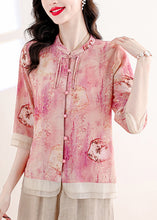 Load image into Gallery viewer, Pink Print Patchwork Linen Two Pieces Set Tasseled Summer