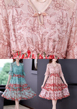 Load image into Gallery viewer, Pink Ruffled Chiffon Long Dress Short Sleeve