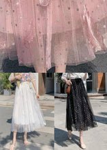 Load image into Gallery viewer, Pink Ruffled Patchwork Tulle Skirt Embroidered Summer