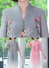 Load image into Gallery viewer, Pink Side Open Chiffon Dresses Stand Collar Half Sleeve