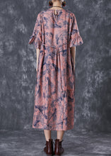 Load image into Gallery viewer, Pink Tie Dye Cotton Holiday Dress Wrinkled Butterfly Sleeve