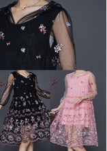 Load image into Gallery viewer, Pink Tulle Hooded Dress Embroidered Summer