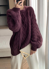 Load image into Gallery viewer, Plus Size Apricot O Neck Thick Cotton Knit Sweater Fall