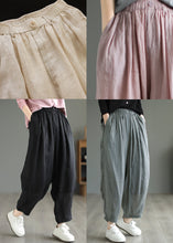 Load image into Gallery viewer, Plus Size Beige Pockets Wrinkled Linen Pants Summer