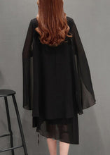 Load image into Gallery viewer, Plus Size Black O Neck Solid Chiffon Cape Dresses Summer