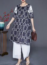 Load image into Gallery viewer, Plus Size Black Oversized Patchwork Dot Chiffon Dresses Summer