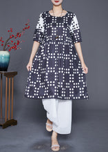 Load image into Gallery viewer, Plus Size Black Oversized Patchwork Dot Chiffon Dresses Summer