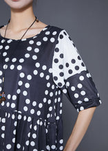 Load image into Gallery viewer, Plus Size Black Oversized Patchwork Dot Chiffon Dresses Summer