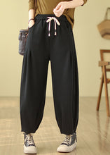 Load image into Gallery viewer, Plus Size Black Pockets Elastic Waist Warm Fleece Pants Winter