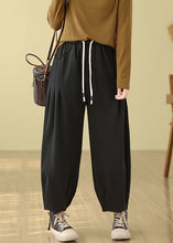 Load image into Gallery viewer, Plus Size Black Pockets Elastic Waist Warm Fleece Pants Winter