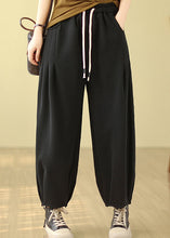 Load image into Gallery viewer, Plus Size Black Pockets Elastic Waist Warm Fleece Pants Winter