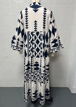 Load image into Gallery viewer, Plus Size Black Stand Collar Print Long Shirts Dresses Spring