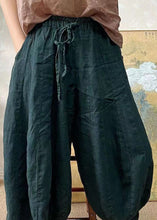 Load image into Gallery viewer, Plus Size Blackish Green Elastic Waist Linen Lantern Pants Summer