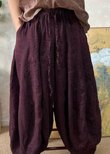 Load image into Gallery viewer, Plus Size Blackish Green Elastic Waist Linen Lantern Pants Summer