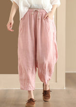 Load image into Gallery viewer, Plus Size Blue Pockets Elastic Waist Linen Harem Pants Summer