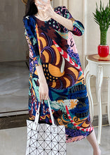 Load image into Gallery viewer, Plus Size Blue Print Long Dress Bracelet Sleeve