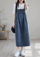 Load image into Gallery viewer, Plus Size Blue drawstring pocket Spaghetti Strap Cotton denim Dress Spring