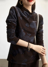 Load image into Gallery viewer, Plus Size Coffee Turtleneck Patchwork Warm Fleece Blouses Spring