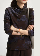 Load image into Gallery viewer, Plus Size Coffee Turtleneck Patchwork Warm Fleece Blouses Spring