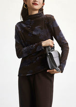 Load image into Gallery viewer, Plus Size Coffee Turtleneck Patchwork Warm Fleece Blouses Spring