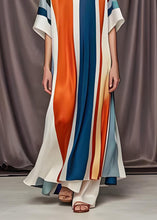 Load image into Gallery viewer, Plus Size Colorblock V Neck Patchwork Silk Maxi Dress Summer