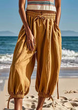 Load image into Gallery viewer, Plus Size Earth Yellow Pockets Elastic Waist Lantern Pants Summer